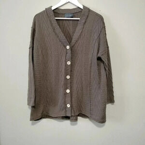 Hudson Gray Size Small Oversized Taupe Top Cardigan V Neck Button